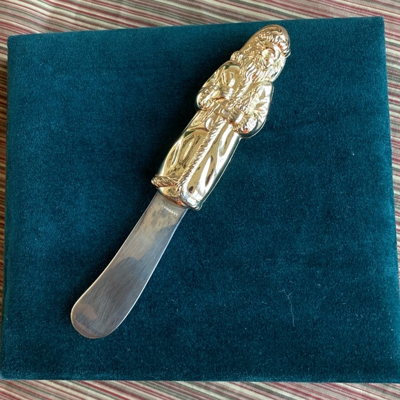 Green velvet box The Bombay Company GODINGER Santa spreader cheese knives - Picture 7 of 11